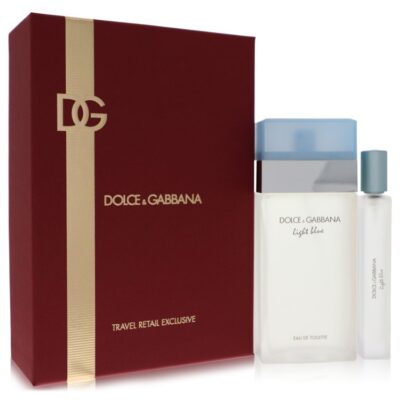 Light Blue by Dolce & Gabbana - Gjafasett - 3.4 oz Eau De Toilette Spray + .33 oz EDT Spray Travel Exclusive f. dömur