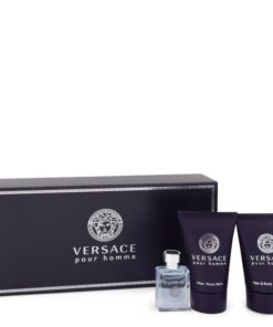 Versace Pour Homme by Versace - Gjafasett - .17 oz Mini EDT + .8 oz After Shave Balm + .8 oz Hair + Body Shampoo f. herra