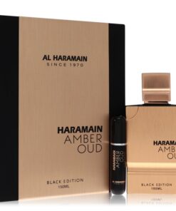 Al Haramain Amber Oud Black Edition by Al Haramain - Gift Set 150 ml 5 oz Eau De Parfum Spray + 0.34 oz Refillable Spray f. herra