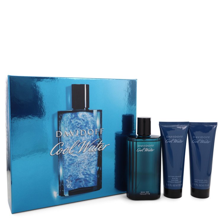 Cool Water by Davidoff - Gjafasett - 4.2 oz Eau De Toilette Spray + 2.5 oz After Shave Balm + 2.5 oz Shower Gel f. herra