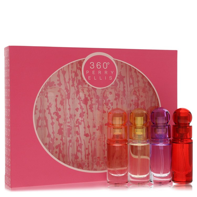 perry ellis 360 by Perry Ellis - Gjafasett - Four piece Travel Gift Set Includes .25 oz Mini Eau De Parfum Spray of each. 360 Coral, 360 For Women, 360 Purple, 360 Red. f. dömur