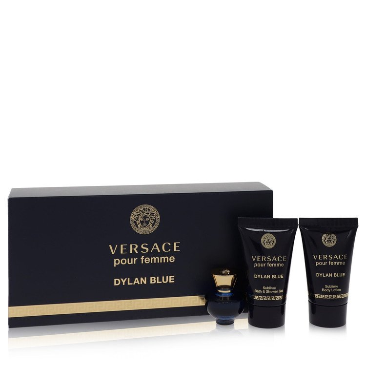 Versace Pour Femme Dylan Blue by Versace - Gjafasett - 0.17 oz Mini EDP + 0.8 oz Body Lotion + 0.8 oz Shower Gel f. dömur