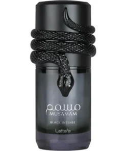 Lattafa Musamam Black Intense by Lattafa - Eau De Parfum Spray (Unisex) 5 ml prufa f. herra + Svart ferðasprey